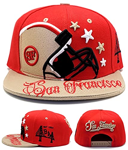 LOTG San Francisco New Leader Colossal City Football Helmet Red Gold Era Snapback Hat Cap