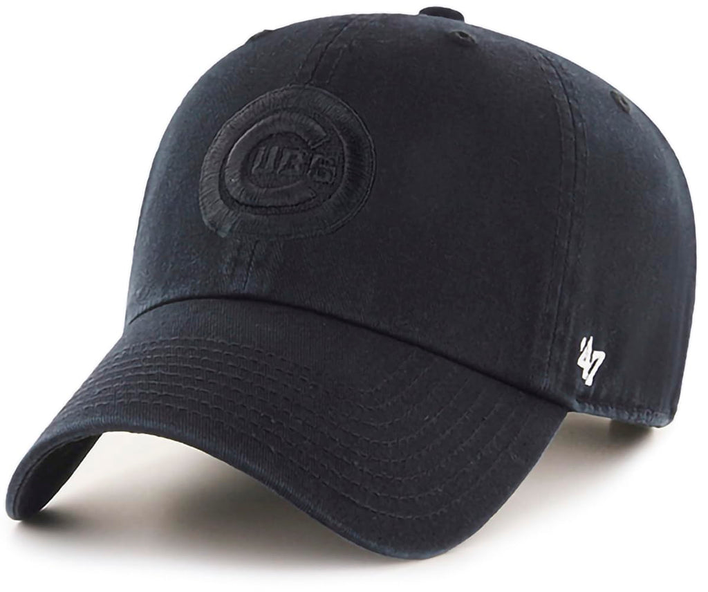 47 Brand MLB Black Black Primary Logo Clean Up Adjustable Baseball Cap Hat, Adult One Size Fits All - Chicago Cubs
