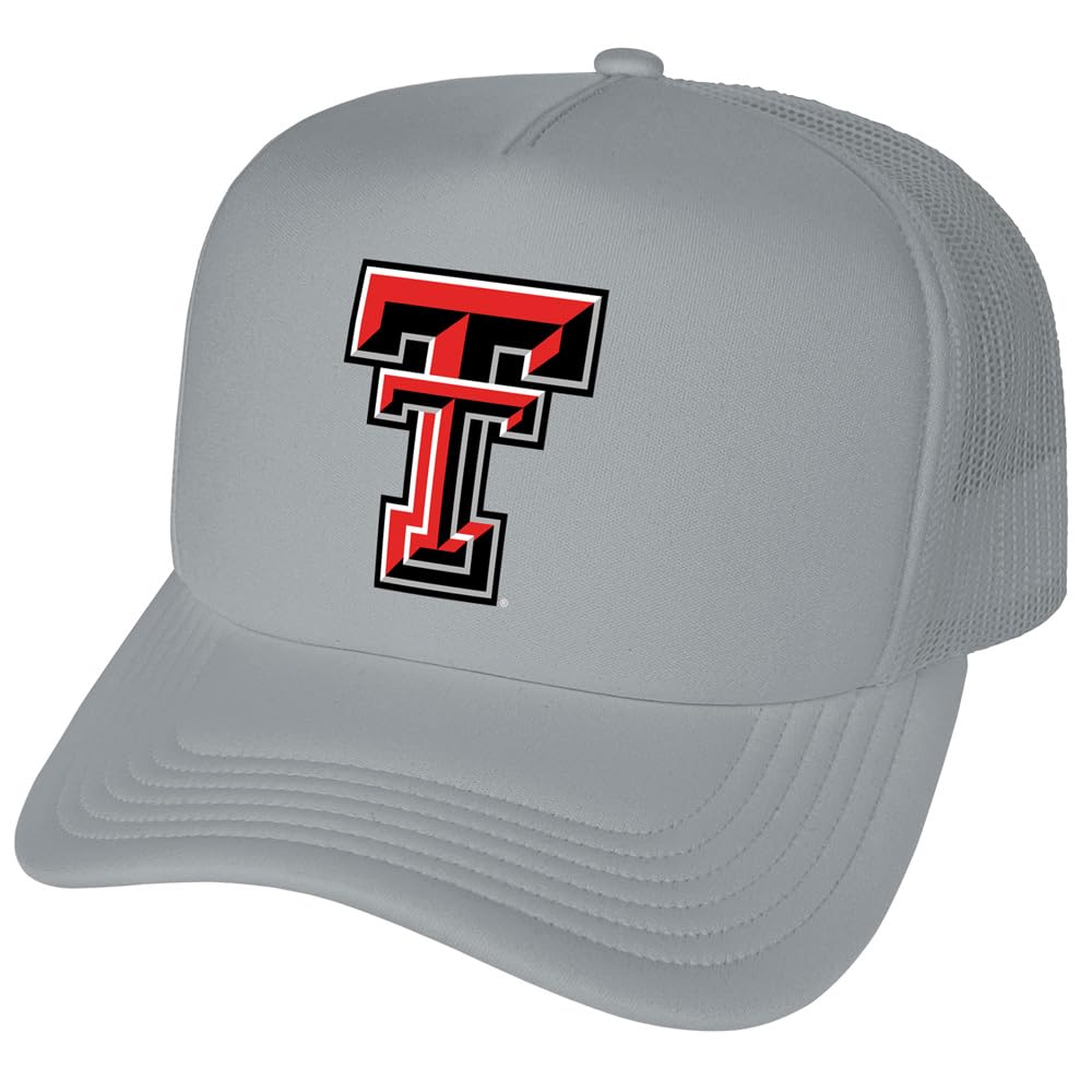 Campus Lab Official Texas Tech University Primary Logo Foam Snapback Trucker Hat - Unisex for Men and Women Grey