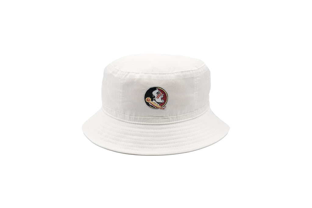 LogoFit Florida State University Bucket Hat - College Team Logo Cap White Seminoles Merchandise