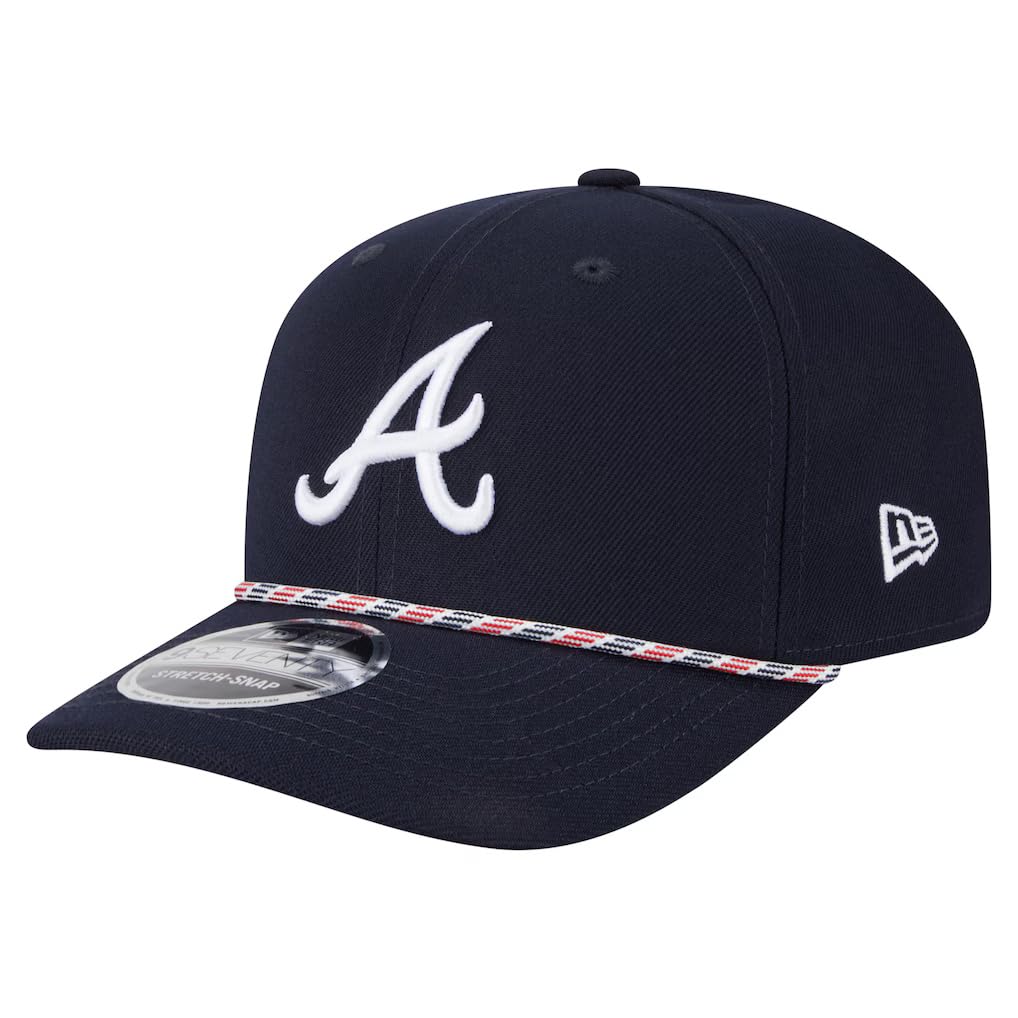 New Era Unisex-Adult MLB Team Color Gameday Multi Rope 9SEVENTY Baseball Stretch Adjustable Snapback Hat One Size Fits All - Navy - Atlanta Braves