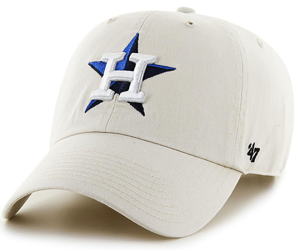 47 Brand MLB Natural Primary Logo Clean Up Adjustable Baseball Cap Hat, Adult One Size Fits All - Houston Astros Natural