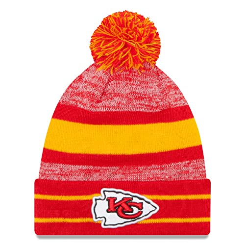 New Era Unisex-Adult NFL Official Sport Knit Classic Cuffed Knit Pom Beanie Hat (Kansas City Chiefs)