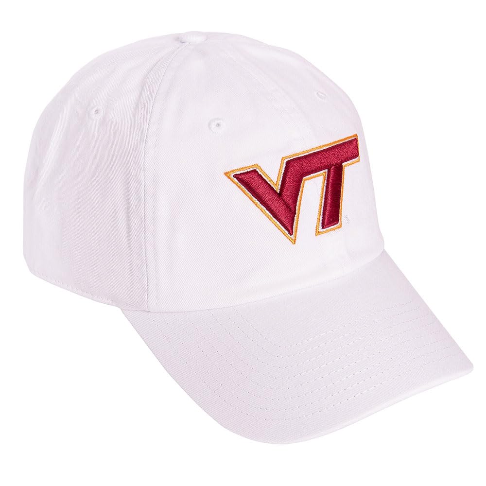Desert Cactus Virginia Tech University Baseball Hat Hokies VT Brimmed Embroidered Hats Cap Adjustable Cloth Strap Adult (Style B1) White