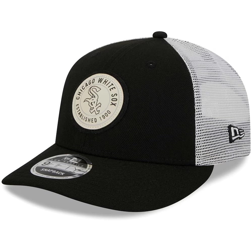 New Era Chicago White Sox 9FIFTY Low Profile Circle Patch Trucker Snapback Cap, Adjustable Hat