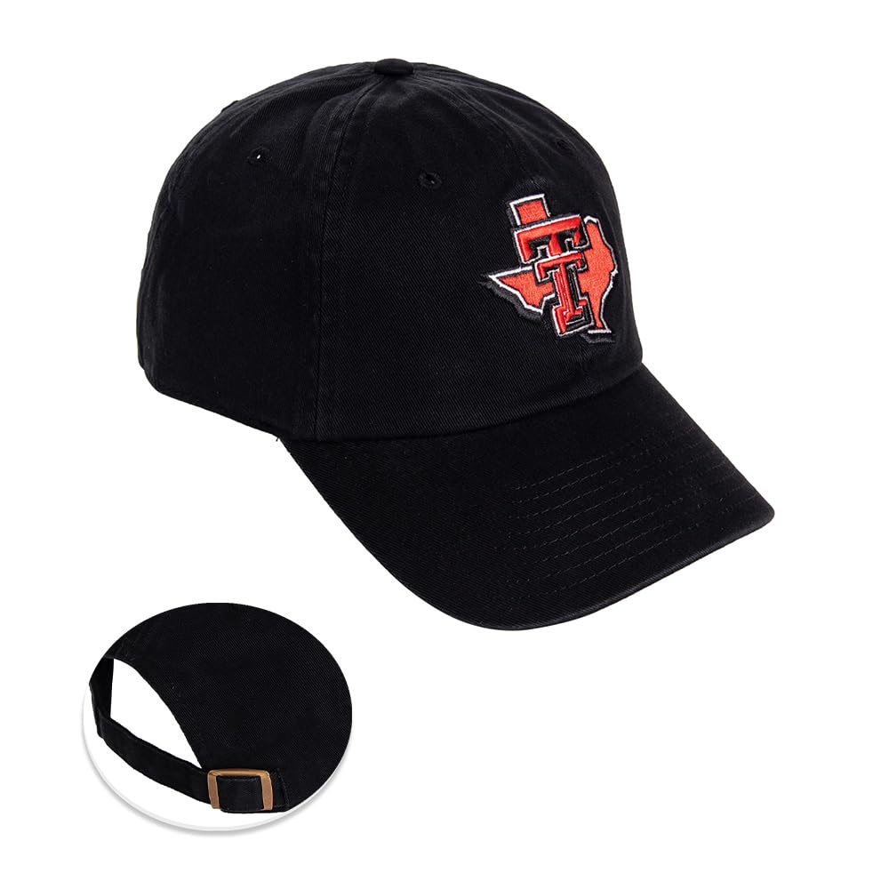 Desert Cactus Texas Tech University Baseball Hat TTU Red Raiders Brimmed Embroidered Hats Cap Adjustable Cloth Strap Adult (Style D1)