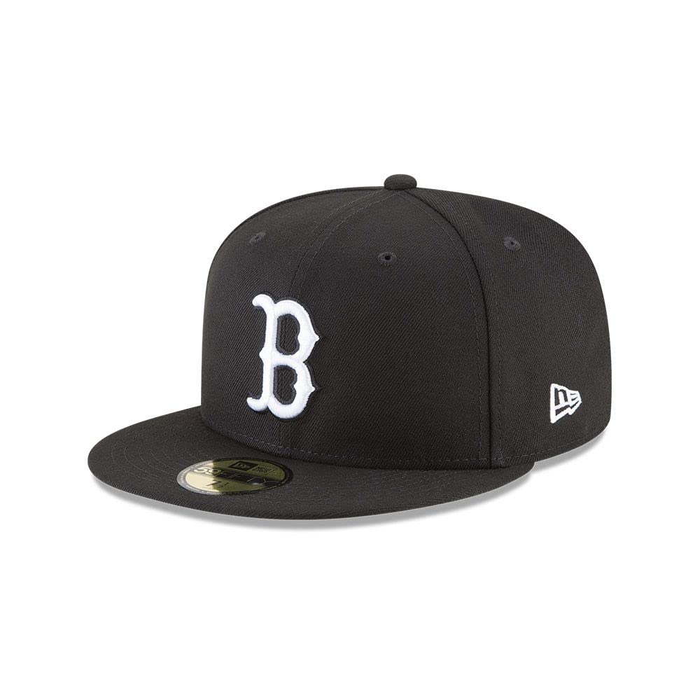 New Era 59Fifty Hat MLB Basic Boston Red Sox Black/White Fitted Baseball Cap (8)