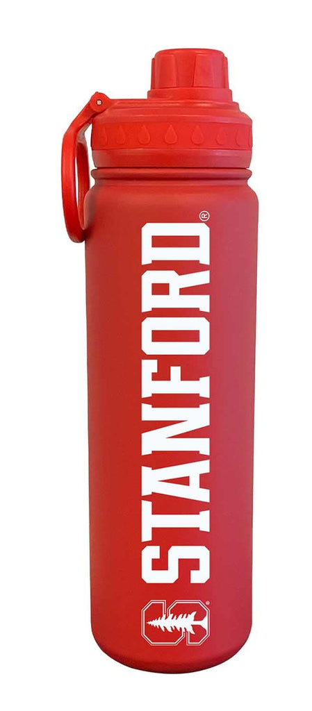 Campus Colors NCAA Stainless Steel Water Bottle - Twist on cap - 24 oz - Carry Clip - Keeps Your Drinks Hot or Cold for Hours (Stanford Cardinal - Cardinal)