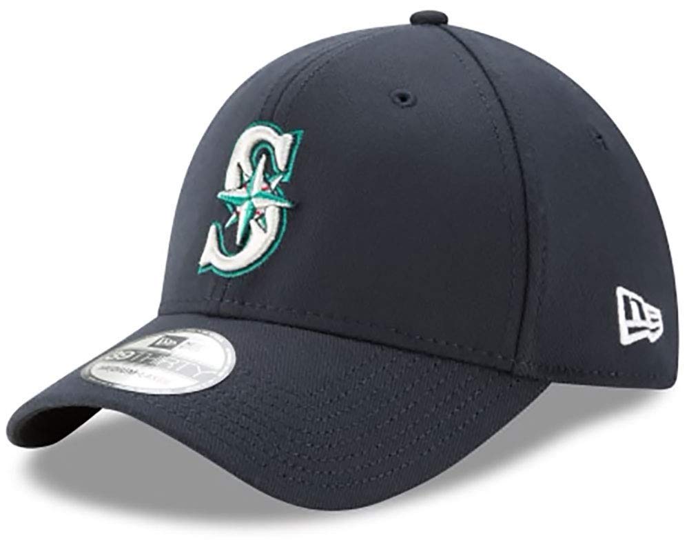 New Era MLB Seattle Mariners Team Classic Game 39Thirty Stretch Fit Cap, Blue, Medium/Large