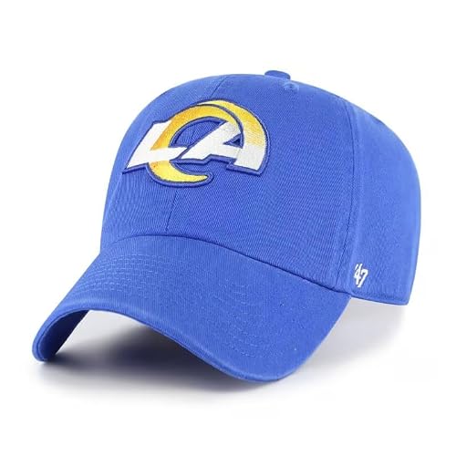 47 NFL Unisex Adult Clean Up Primary Logo Adjustable Hat Cap One Size (US, Alpha, One Size, Los Angeles Rams - Blue, Los Angeles Rams)