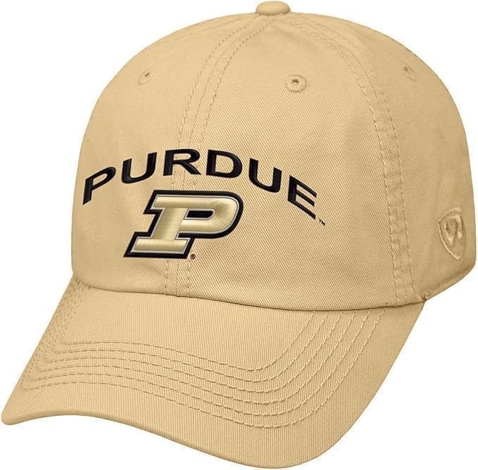 Collegiate Primary Color Team Arch Adjustable Hats (US, Alpha, One Size, Purdue Gold)
