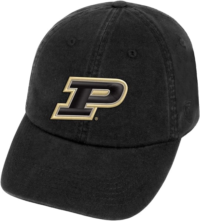 Collegiate Primary Color Relaxed Fit Adjustable Hats (US, Alpha, One Size, Purdue)