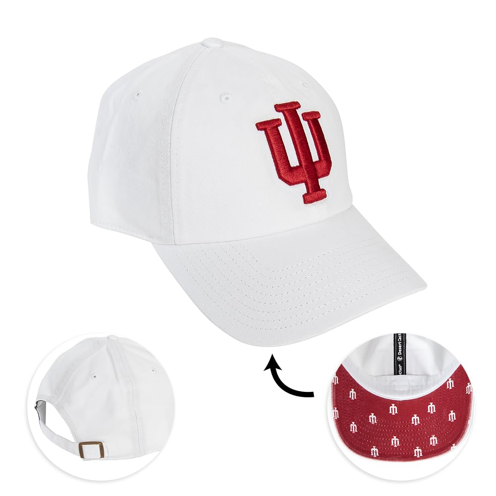 Desert Cactus Indiana University Baseball Hat Hoosiers Bloomington Brimmed Embroidered Hats Cap Adjustable Cloth Strap Adult (Style Q1) White