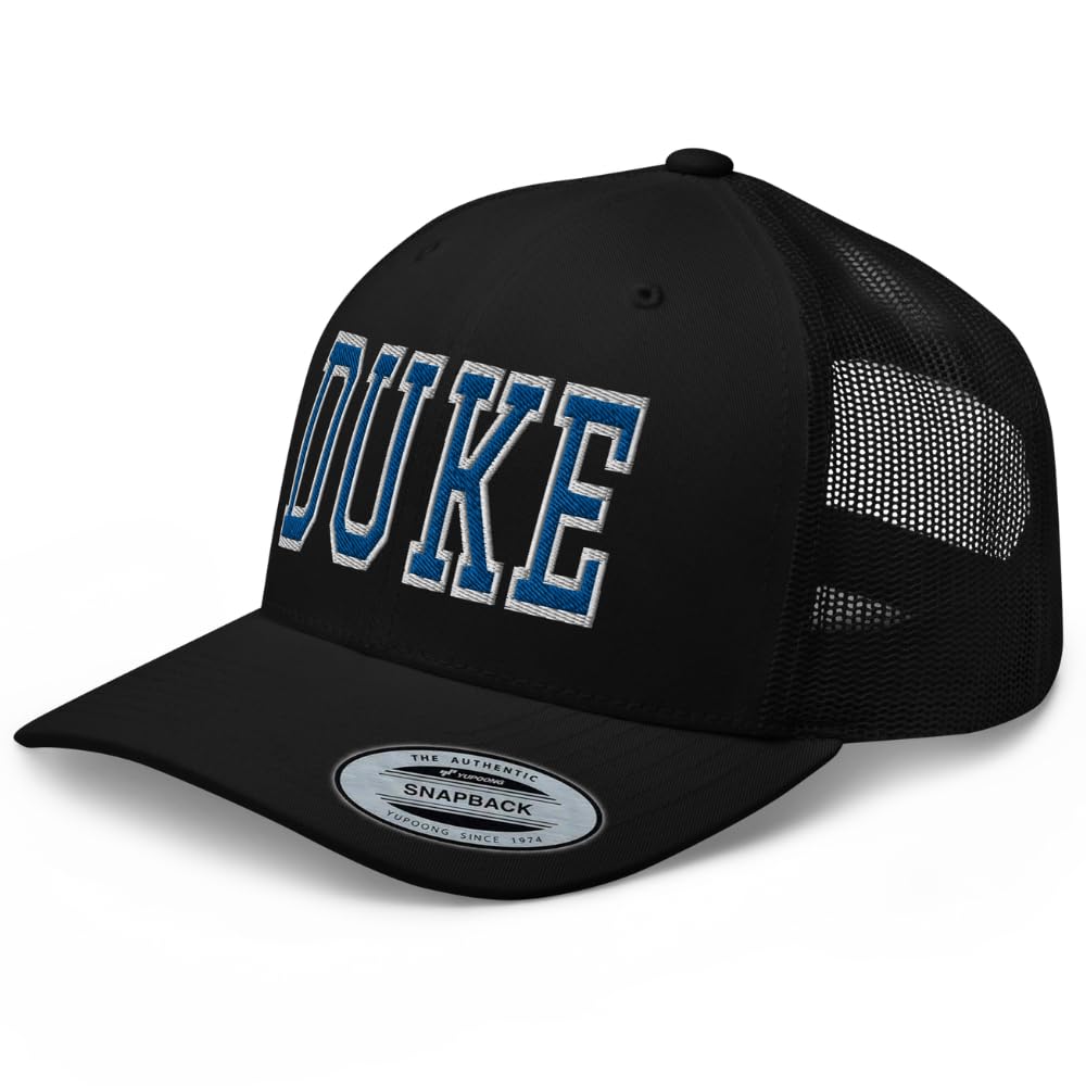 RIVEMUG NG Duke Curverd Bill Embroidered Trucker Hat Mid Crown Adjustable Cap Black