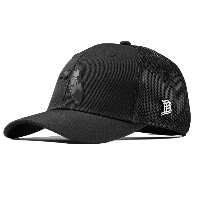 Branded Bills Florida 27 Midnight Leather Black Curved Trucker, Lightweight, Comfortable Baseball Cap