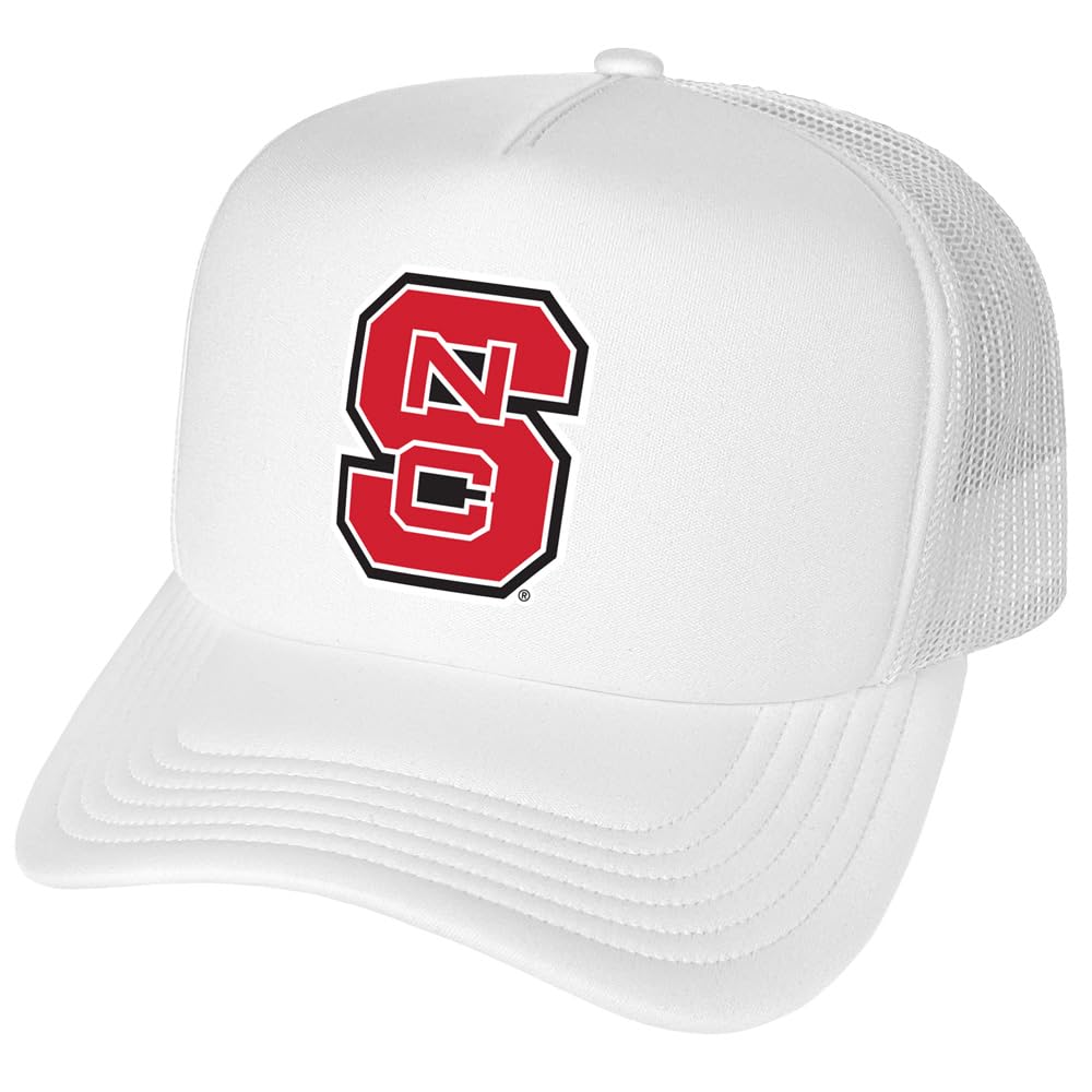 North Carolina State University Primary Logo Foam Snapback Trucker Hat - Unisex,White
