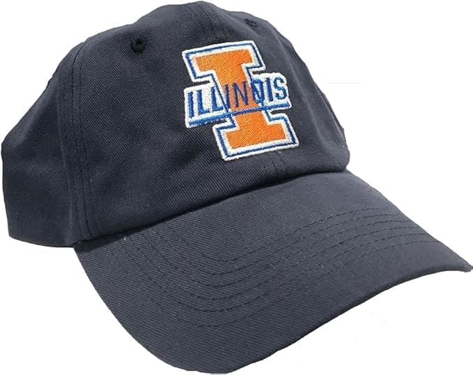 Collegiate Primary Color Team Arch Adjustable Hats (US, Alpha, One Size, Illinois)