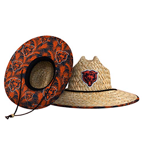 FOCO Mens NFL Team Logo Floral Sun Straw Hat, Team Logo, One Size US
