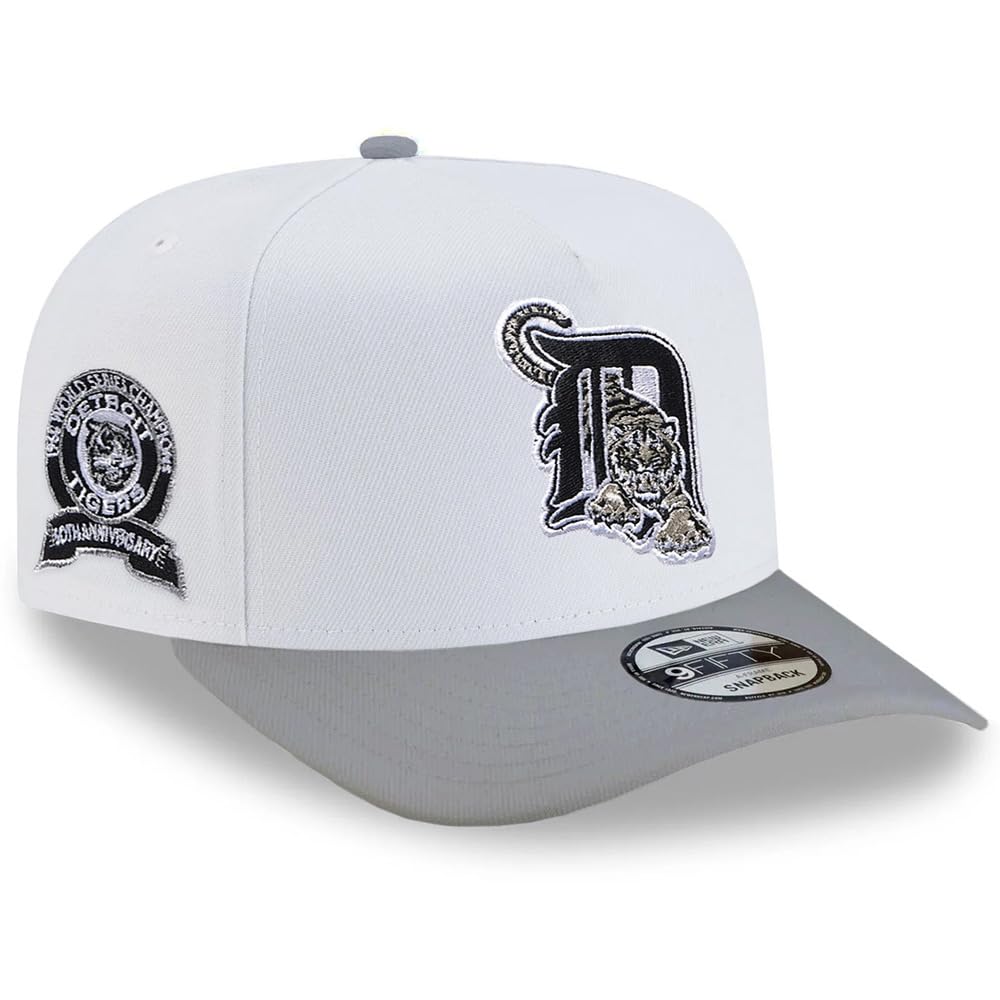 New Era Detroit Tigers 9FIFTY A-Frame Cooperstown 1968 World Series 40th Anniversary Snapback Cap, Adjustable Hat White Grey