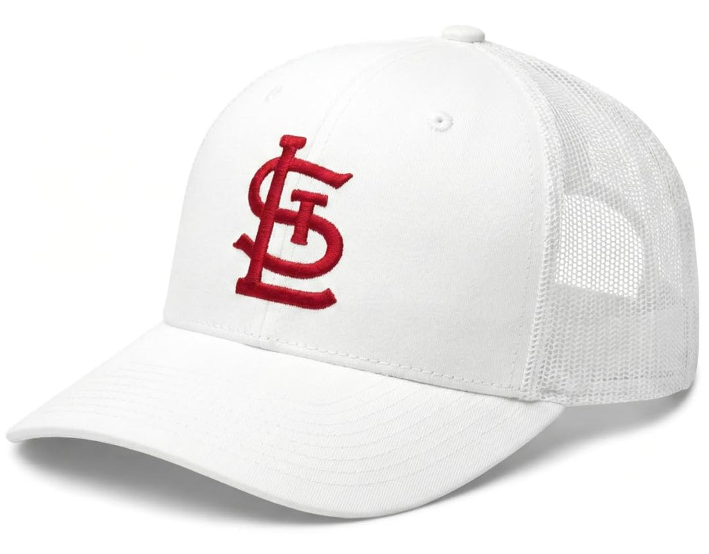 Officially Licensed St. Louis Baseball White/Red MVP Classic Edition Mesh Trucker Hat Embroidered Primary Home Team STL Logo Adjustable Snapback Sports Ball Cap