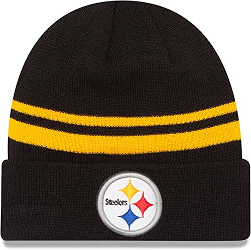 New Era Unisex-Adult NFL Official Sport Knit Classic Striped Knit Beanie Cold Weather Hat (Pittsburgh Steelers)