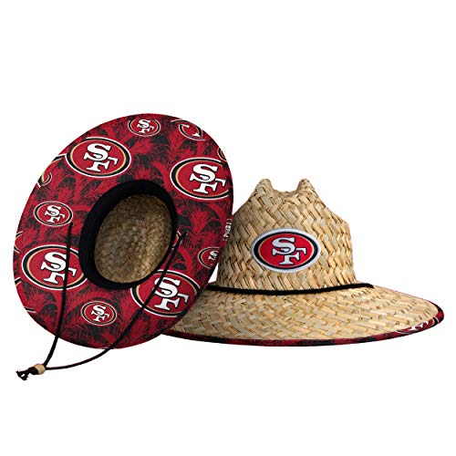 FOCO Mens NFL Team Logo Floral Sun Straw Hat, Team Logo, One Size US