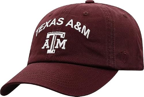 Collegiate Primary Color Team Arch Adjustable Hats (US, Alpha, One Size, Texas A&M)