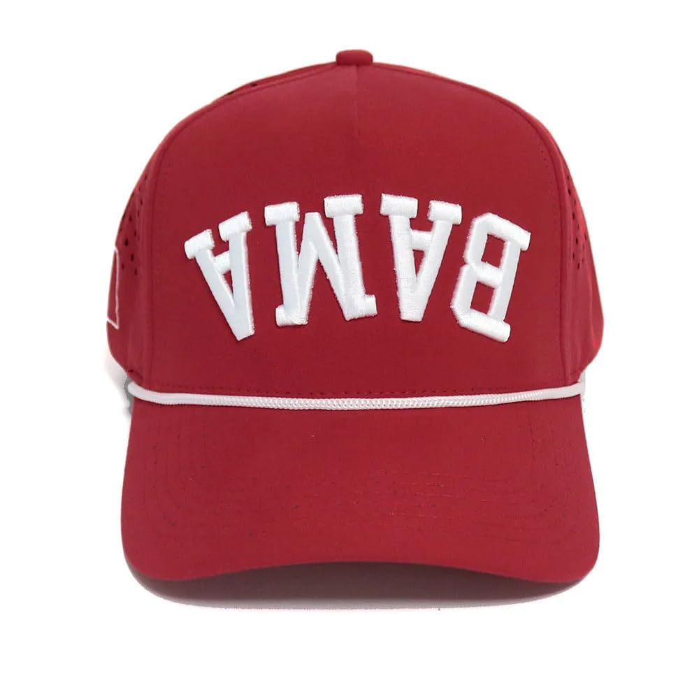 Alabama Triple Logo Upside Down Performance Hat Bama Crimson