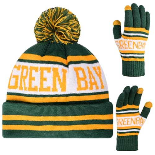 Vintage Classic Skull Cap Beanie Hat Cuffed Winter Hat Knit Comes with Warm Gloves Gifts for Men Women Fans