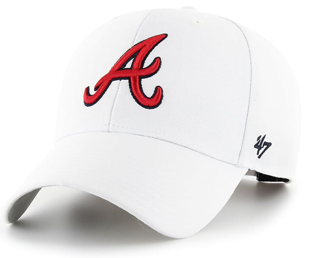 '47 MLB White MVP Adjustable Hat, Adult One Size Fits All (US, Alpha, One Size, Atlanta Braves)