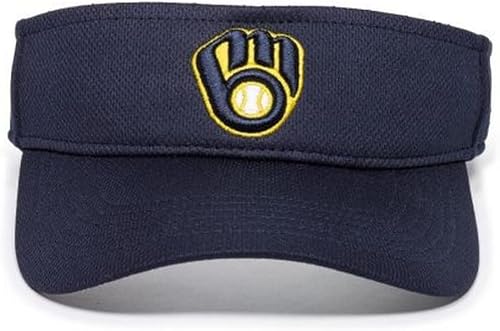 Milwaukee Brewers Navy Blue Visor with Embroidered Logo, Unisex Cap | Officially Licensed, Adjustable Fit, One Size Fits Most, Glove Logo Design, Comfortable Look and Feel