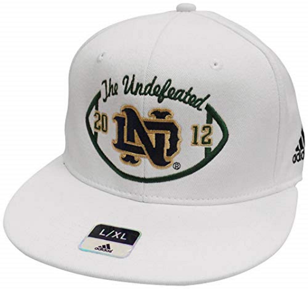 OSFA White Flat Brim Snapback - Notre Dame Fighting Irish 12-0 Undefeated Season 2012 BCS National Championship T-Shirt Hook Hat/Cap