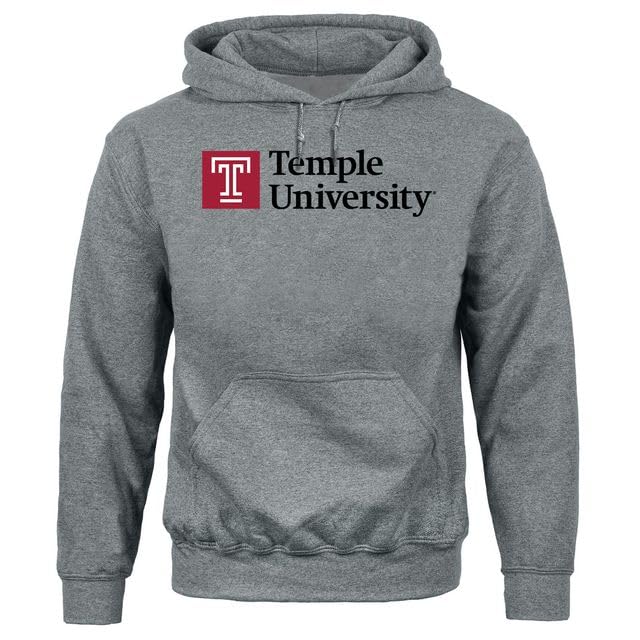 Barnesmith Temple University Owls Hooded Sweatshirt, Heritage, Charcoal Grey, Small