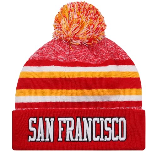 San Francisco Beanie Hat Football Knit Hats Winter Cuffed Stylish Beanie Cap Sport Fans Fashion Toque Cap