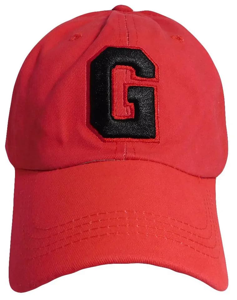 Generic Georgia G Red Washed Old School Cotton Adjustable Embroidered Cap Hat, 7 1/8