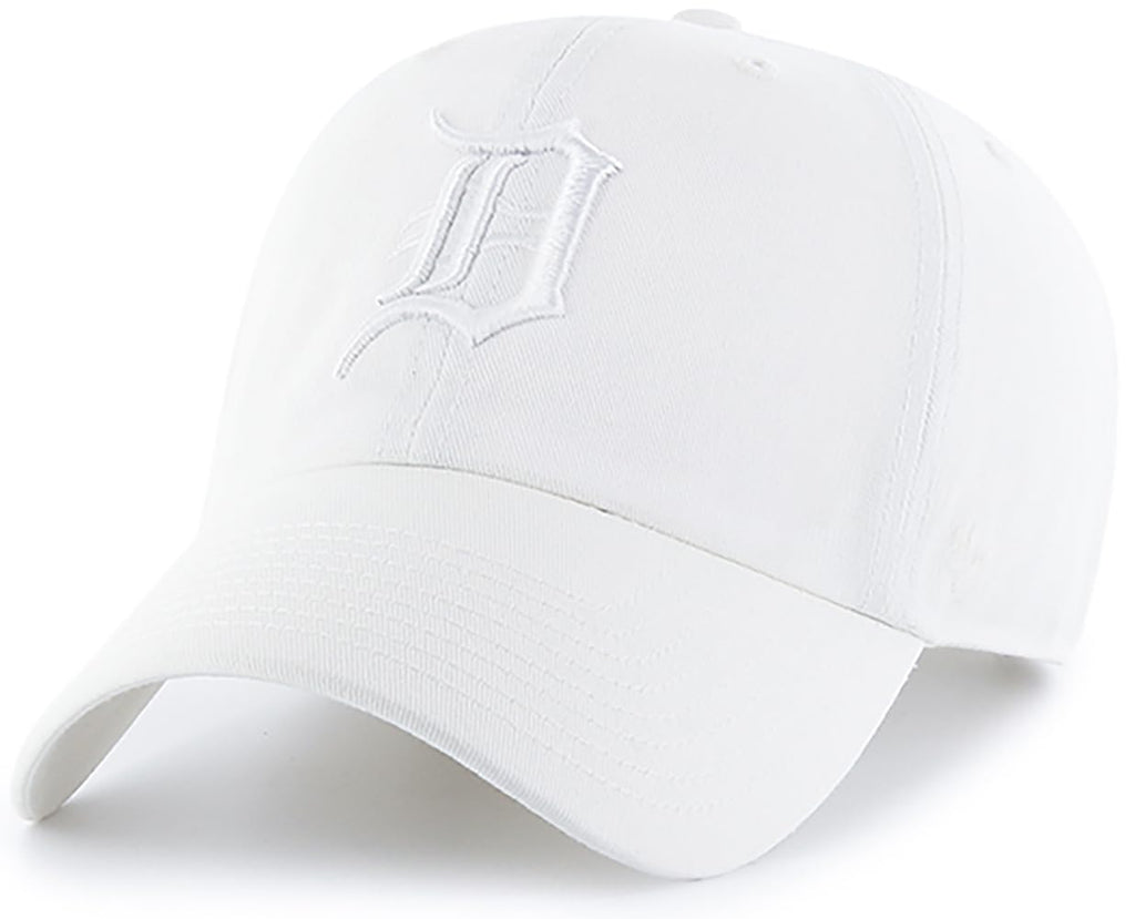 47 Brand MLB White White Primary Logo Clean Up Adjustable Baseball Cap Hat, Adult One Size Fits All - Detroit Tigers White