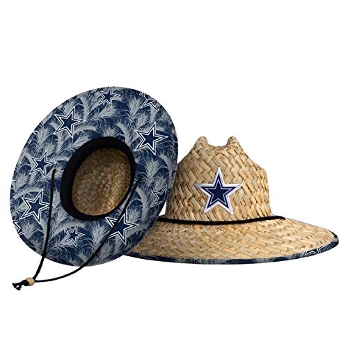 FOCO Mens NFL Team Logo Floral Sun Straw Hat, Team Logo, One Size US