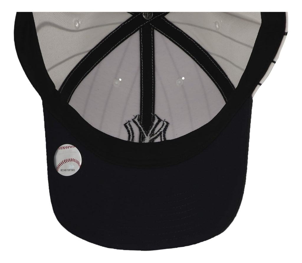 47 New York Yankees Hat Mens Womens Pinstripe MVP Adjustable Baseball Cap, White/Navy Logo/Navy Visor, One Size