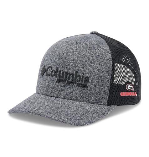 Columbia Unisex Collegiate PFG Mesh Snap Back Ball Cap, UGA - Grill Heather/Black, One Size