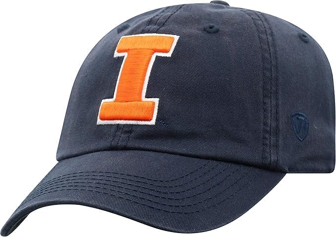 Collegiate Primary Color Relaxed Fit Adjustable Hats (US, Alpha, One Size, Illinois I)