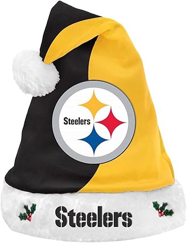 FOCO NFL Pittsburgh Steelers 2017 Basic Plush Holiday Christmas Santa Hat