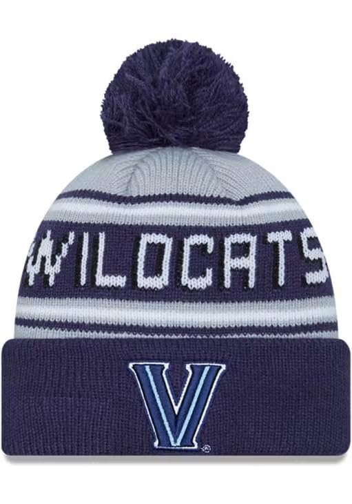 Villanova Wildcats Wordmark Cheer Sideline Sport Cuff Beanie Hat with Pom - NCAA Cuffed Winter Cap Blue