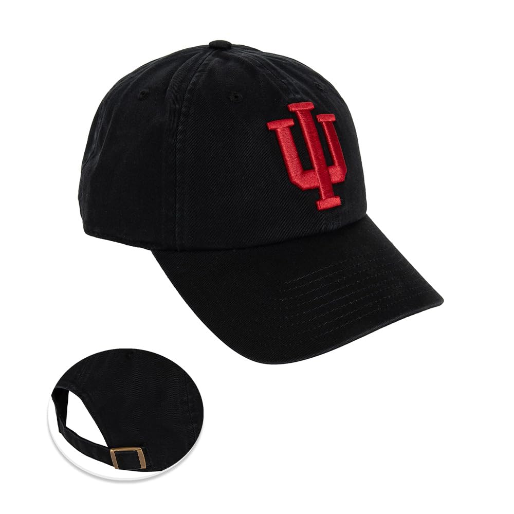 Desert Cactus Indiana University Baseball Hat Hoosiers Bloomington Brimmed Embroidered Hats Cap Adjustable Cloth Strap Adult (Style D1) Black