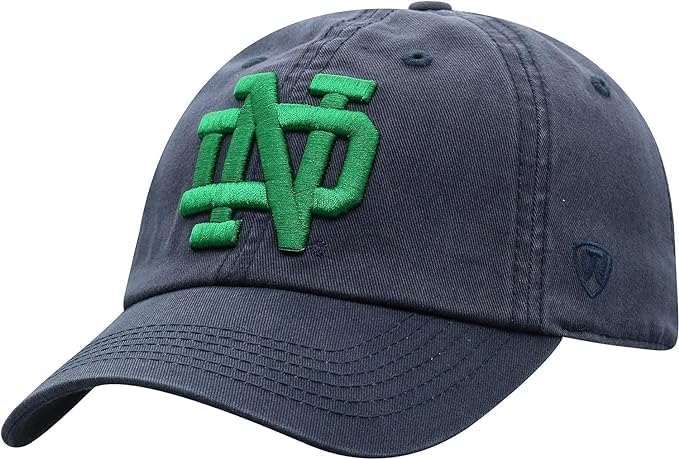 Collegiate Primary Color Relaxed Fit Adjustable Hats (US, Alpha, One Size, ND Green Logo)
