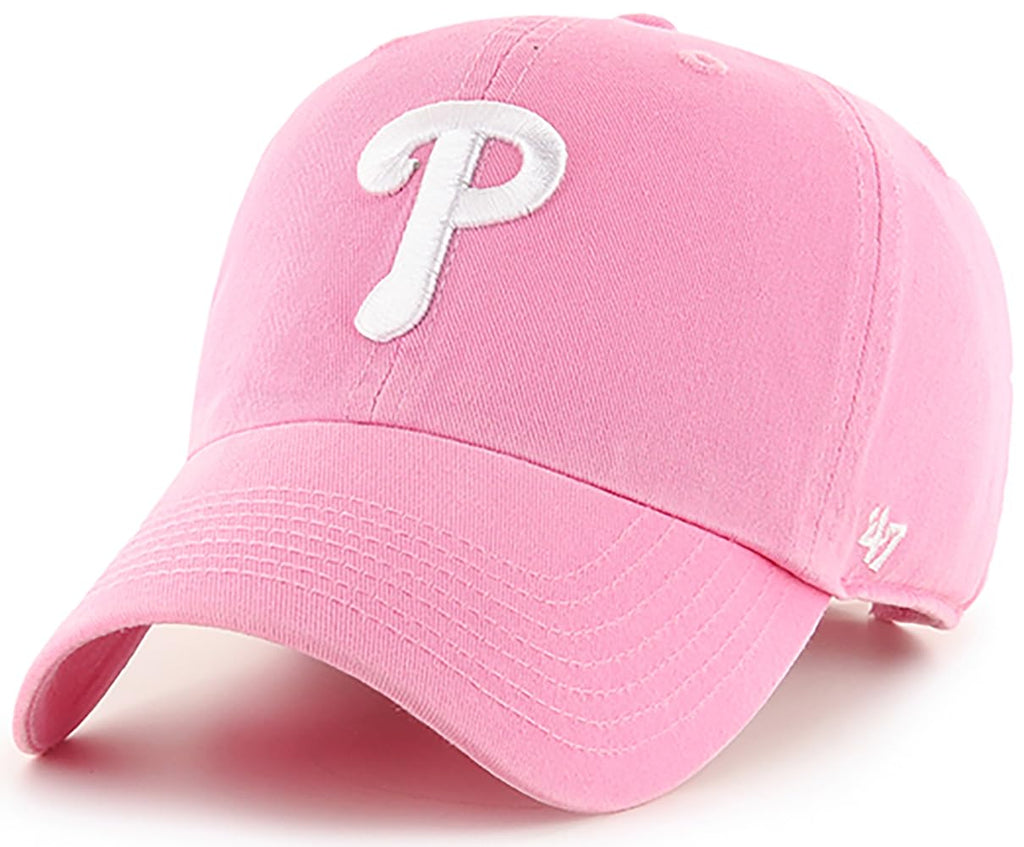 47 Brand MLB Rose Pink Primary Logo Clean Up Adjustable Baseball Cap Hat, Adult One Size Fits All - Philadelphia Phillies Rose Pink