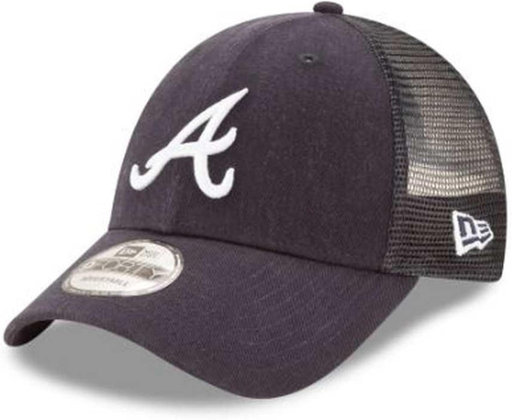 New Era MLB The League 9FORTY Team Color Primary Logo Mesh Trucker Adjustable Hat Cap One Size Fits All - Atlanta Braves Navy