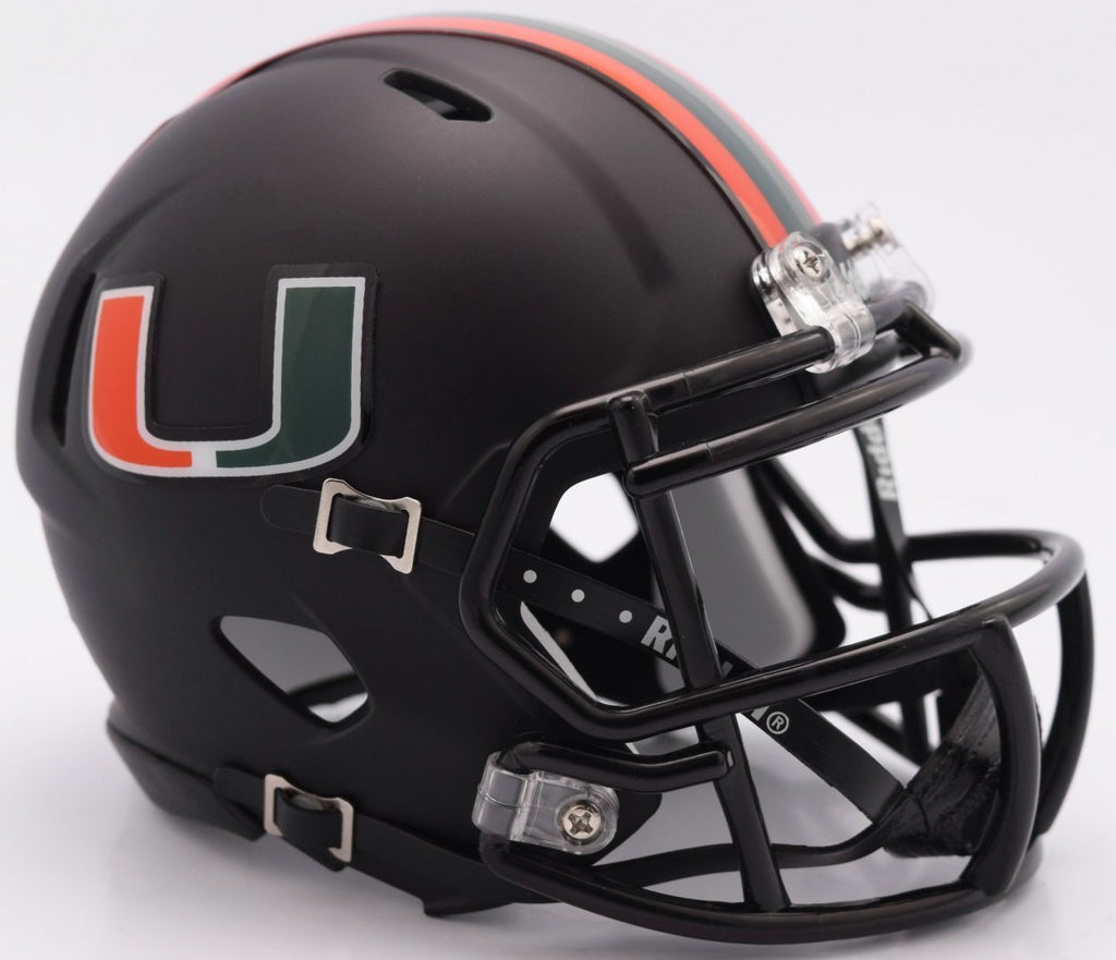 NCAA Miami Hurricanes Helmet Mini SpeedHelmet Replica Mini Speed Style Miami Nights Design, Team Colors, One Size