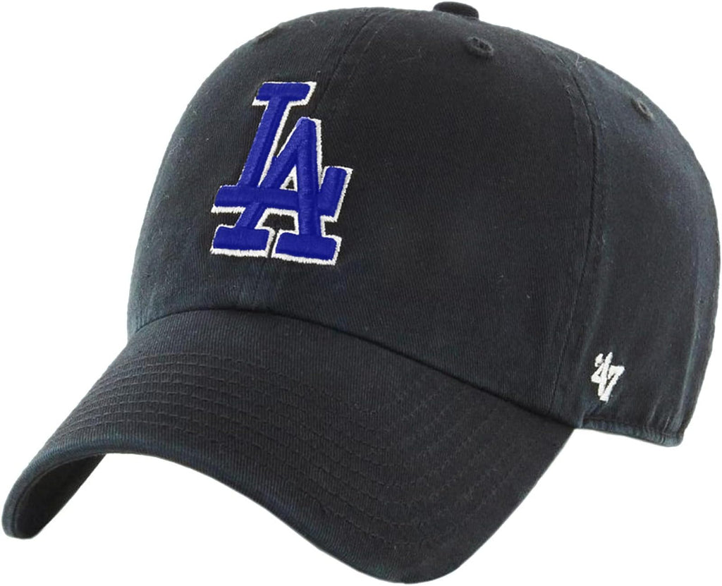 '47 New York Yankees Adjustable Cap Clean Up MLB, Black-Blue Los Angeles Dodgers Hat, One Size