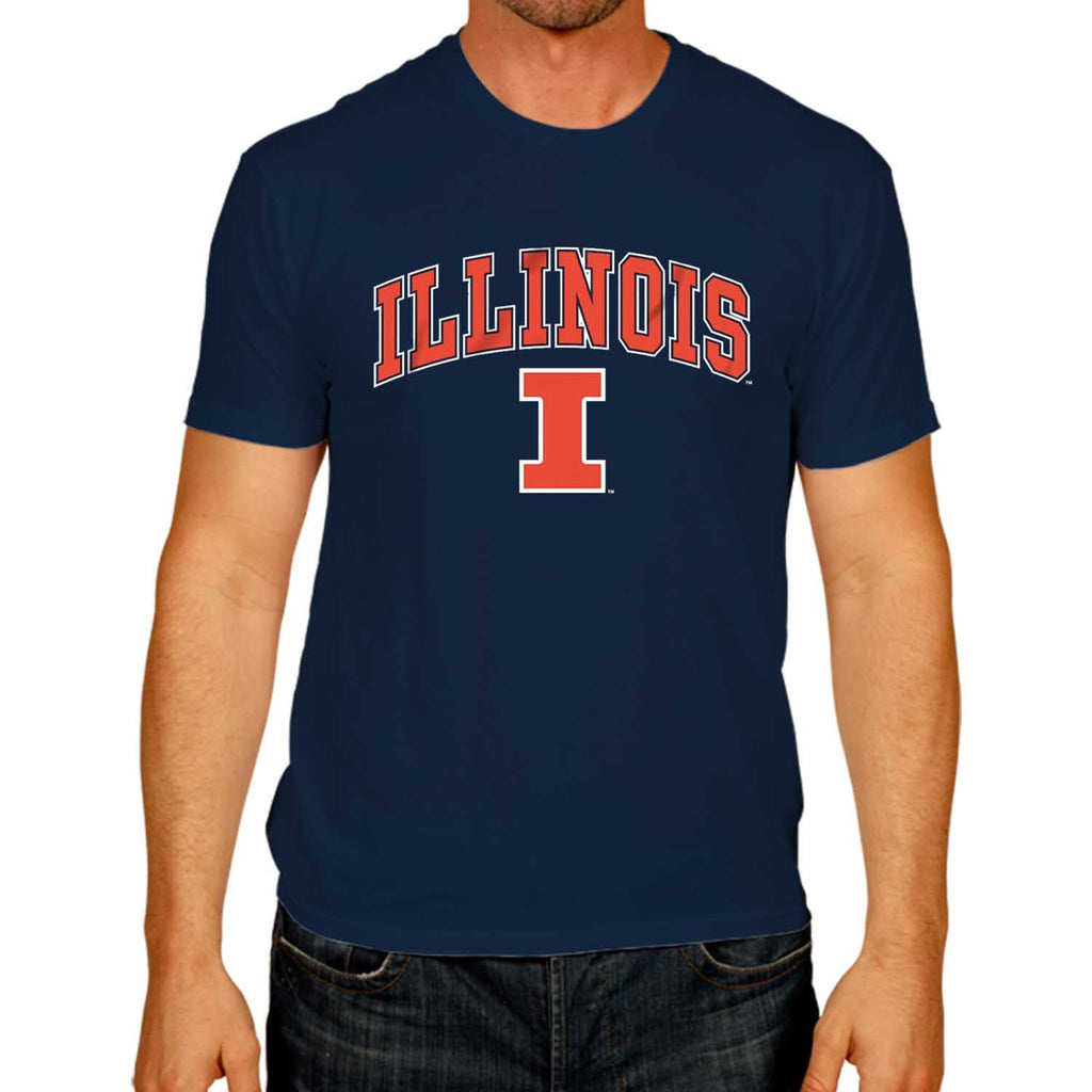 Campus Colors NCAA Adult Gameday Cotton T-Shirt - Premium Quality - Semi-Fitted Style - Officially Licensed Product (Illinois Fighting Illini - Navy, XX-Large)