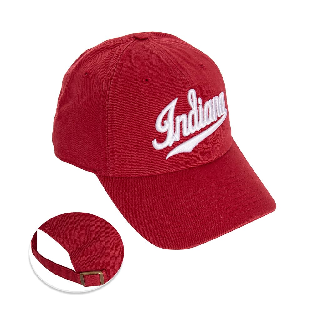 Desert Cactus Indiana University Baseball Hat Hoosiers Bloomington Brimmed Embroidered Hats Cap Adjustable Cloth Strap Adult (Style E1) Red
